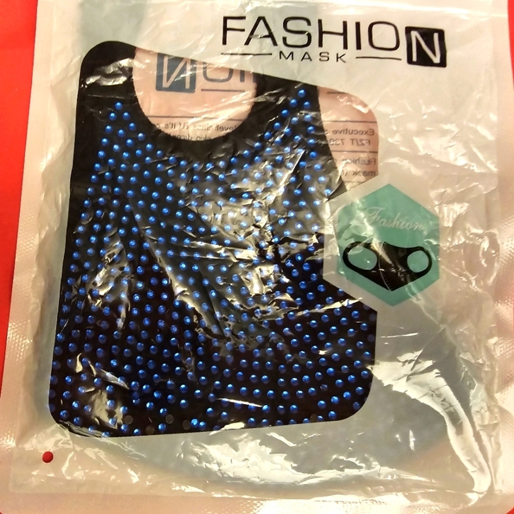 NEW BLUE Rhinestones BLING FASHIONABLE Face Mask